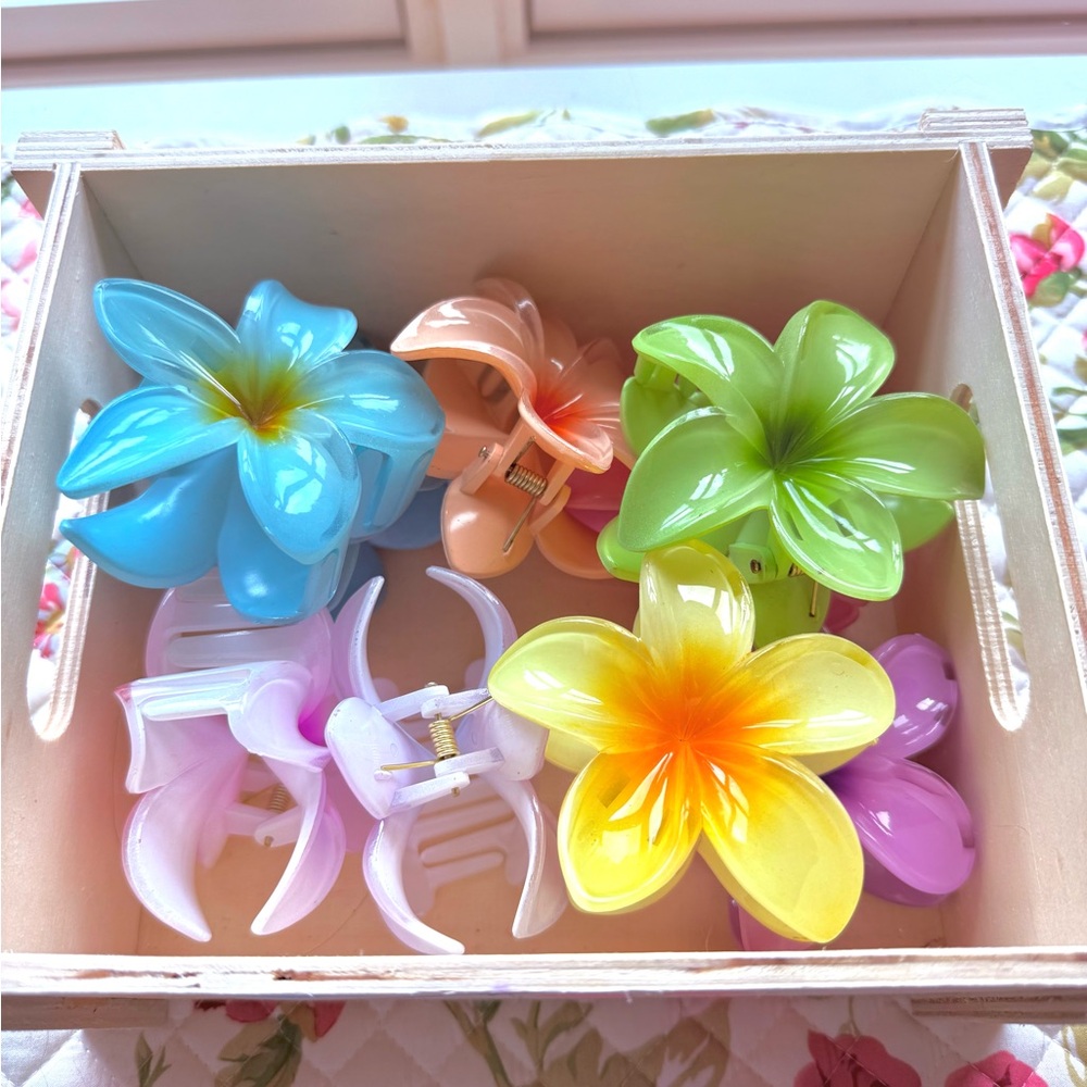 Colorful Flower Hair Clips Set